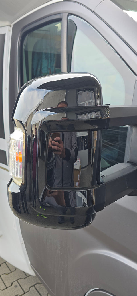 Jeu de protections de rétroviseurs Carbest noir brillant / version longue - Fiat Ducato, Citroën Jumper / Peugeot Boxer