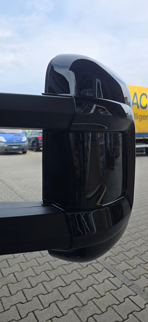 Jeu de protections de rétroviseurs Carbest noir brillant / version longue - Fiat Ducato, Citroën Jumper / Peugeot Boxer