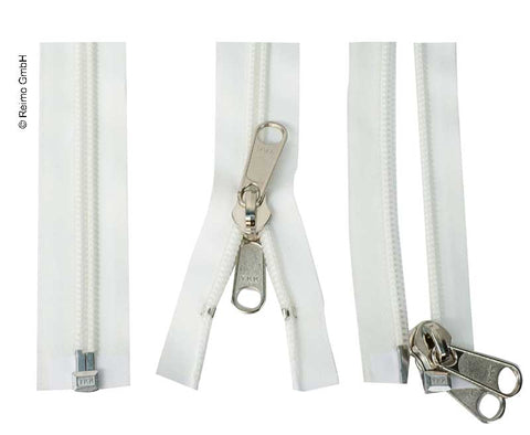 Zeltreissverschluss weiss mit Doppelgriffschieber, 175cm lang