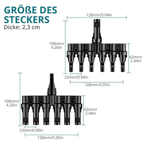 Connecteur de dérivation à 6 voies - prise de dérivation (ensemble) Connecteur de câble de panneau solaire MC4 mâle/femelle, connecteur de dérivation solaire pour connexion parallèle