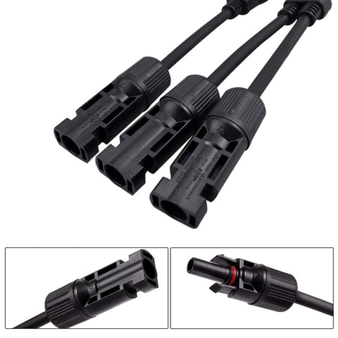 1 paire de connecteurs de câbles pour panneaux solaires, connecteurs photovoltaïques solaires, connecteurs de dérivation en Y MFF/FMM (noir)