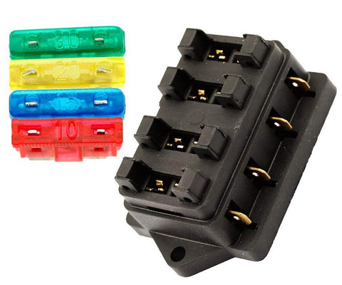 Porte-fusibles 4 voies ATO ATC 12V/24V véhicule avec 4 fusibles boîte à fusibles fusibles plats boîte à fusibles porte-fusibles