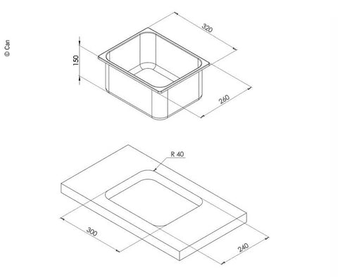 Waschbecken / Lavabo / Spülbecken / Spüle / Brünneli - Edelstahl 320x260x150mm