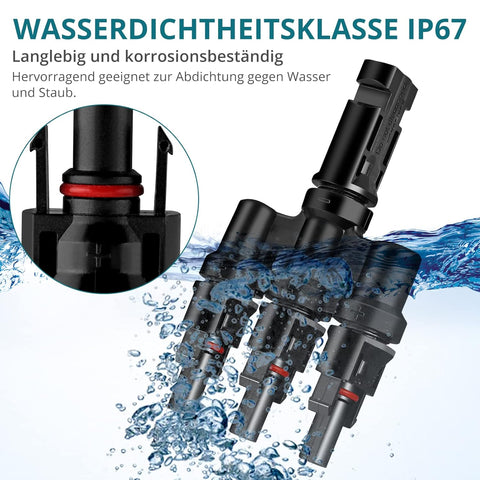 Connecteur de câble MC4 mâle/femelle à 3 voies - fiche - prises de dérivation (1 jeu), connecteur de dérivation solaire pour connexion parallèle