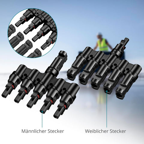 Connecteur 5 voies - prises de dérivation (ensemble) connecteur de câble MC4 mâle/femelle, connecteur de dérivation solaire pour connexion parallèle