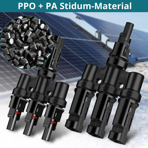 Connecteur de câble MC4 mâle/femelle à 3 voies - fiche - prises de dérivation (1 jeu), connecteur de dérivation solaire pour connexion parallèle