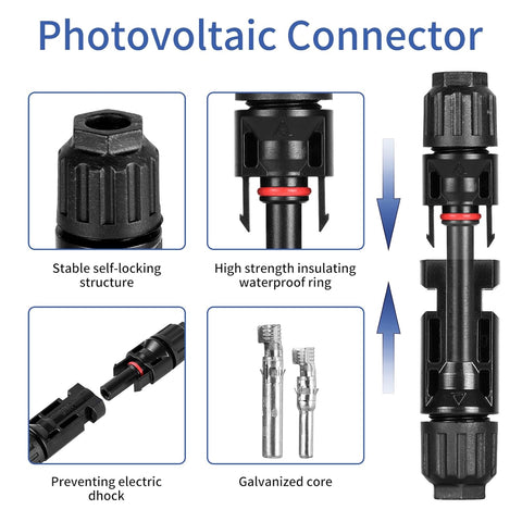 Lot de 5 paires de connecteurs solaires MC4 mâles/femelles pour câbles de panneaux solaires, connecteurs photovoltaïques IP67, connecteurs solaires PV compatibles avec câbles solaires de 2,5 mm² à 6 mm²