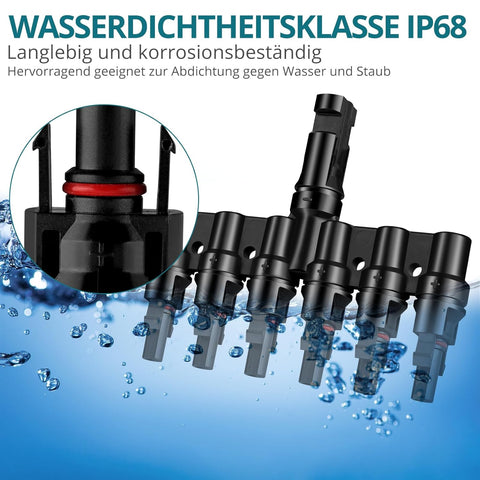 Connecteur de dérivation à 6 voies - prise de dérivation (ensemble) Connecteur de câble de panneau solaire MC4 mâle/femelle, connecteur de dérivation solaire pour connexion parallèle