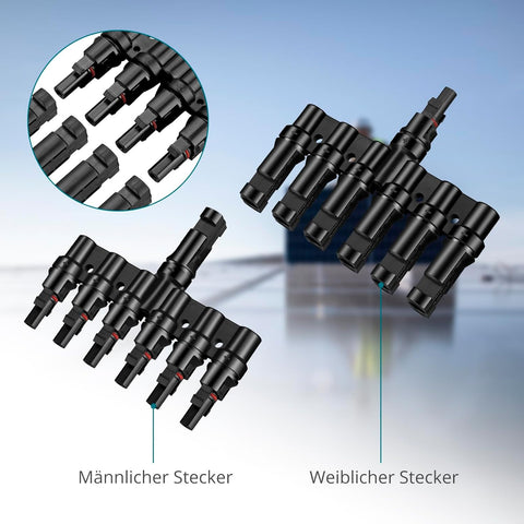 Connecteur de dérivation à 6 voies - prise de dérivation (ensemble) Connecteur de câble de panneau solaire MC4 mâle/femelle, connecteur de dérivation solaire pour connexion parallèle