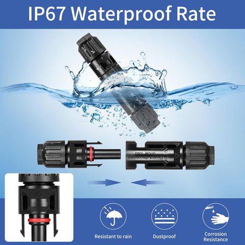 Lot de 5 paires de connecteurs solaires MC4 mâles/femelles pour câbles de panneaux solaires, connecteurs photovoltaïques IP67, connecteurs solaires PV compatibles avec câbles solaires de 2,5 mm² à 6 mm²