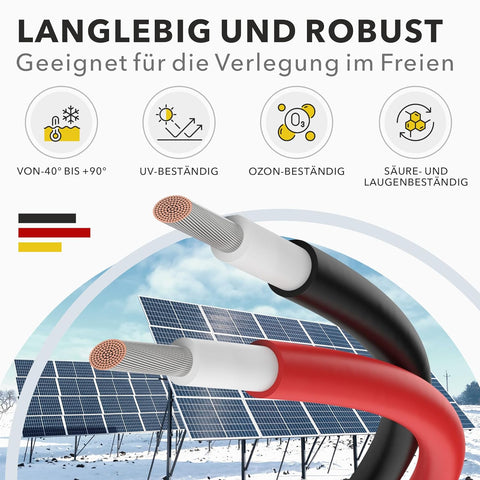 Câble solaire PV 6mm² - vendu au mètre - résistant aux UV - souple - cuivre pur 1500V noir