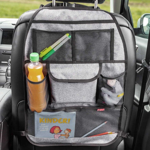 Organizer per sedile posteriore auto TravelKid Tidy, antisporco, con numerose tasche, per tutti i sedili auto, compresi quelli sportivi, grigio