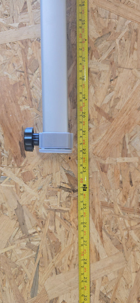 Pied de table pliant argent - hauteur 555 - 765 mm articulation en haut