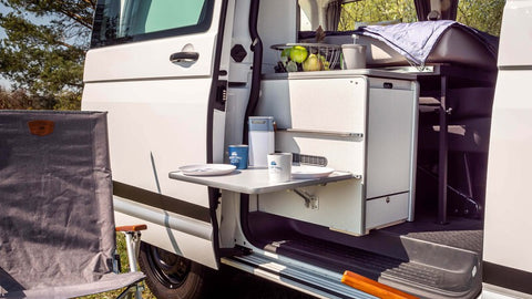 Partie cuisine VW T6/5 kR Cooky en tant que partie finie avec rembourrage pour extension de lit