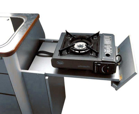 Cuisine garde-manger Multivan - Unité préfabriquée avec évier, couvercle en verre et technologie - Anthracite métallisé