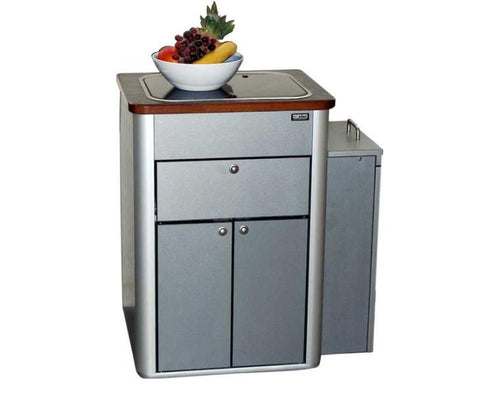 Cuisine garde-manger Multivan - Unité préfabriquée avec évier, couvercle en verre et technologie - Anthracite métallisé