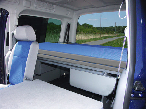 Système de lit adaptable VW Caddy Maxi 200 x 133 cm avec coussins + housses