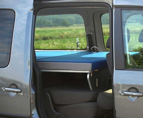 Système de lit adaptable VW Caddy Maxi 200 x 133 cm avec coussins + housses