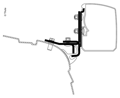 Auvent Thule 3200, adaptateur VW T5/T6 Minivan Multi Rail RHD