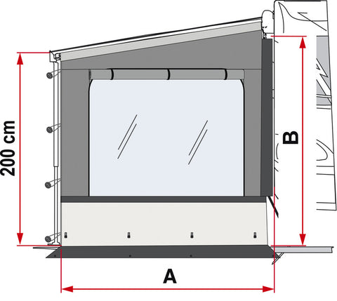Pannello laterale Side W Pro Shade destro con oscurante per tenda da sole F45, F80, F65L