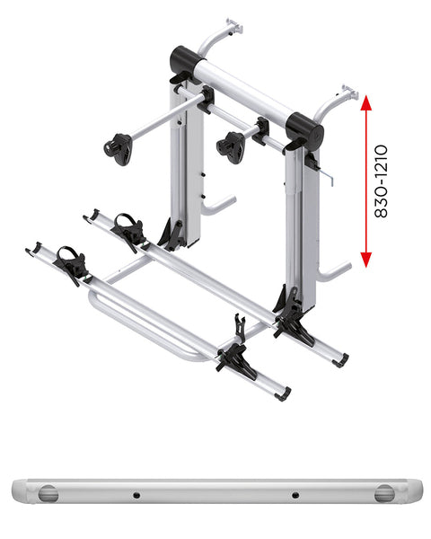 Porte-vélos arrière E-Bike Lift Short Rail pour 2 vélos électriques ou 3 vélos jusqu'à 60 kg