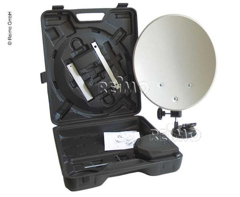 Antenne parabolique standard, dans un boîtier de camping Megasat