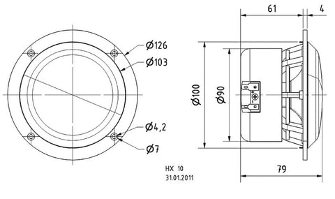 Haut-parleur coaxial 2 voies haut de gamme 4"