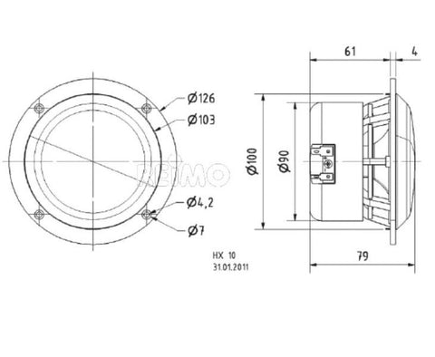 Haut-parleur coaxial 2 voies haut de gamme 4"