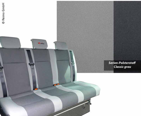 Banquette de couchage VW T6/5 V3100 taille 17 rigide, 3 places, Pol.Classic Grey bicolore, chauffante