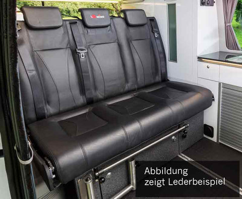 Banquette couchage VW T6/5 V3100 taille 17, rigide, 3 places, sellerie cuir 2 tons.