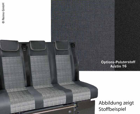 Banquette de couchage VW T6 V3100 taille 17 rigide, 3 places, sellerie Austin T6 2fbg. Réchauffe.