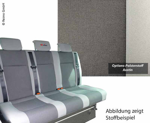 Banquette couchage VW T5 V3100 taille 17 rigide, 3 places, sellerie Austin T5 2 couleurs, chauffante.