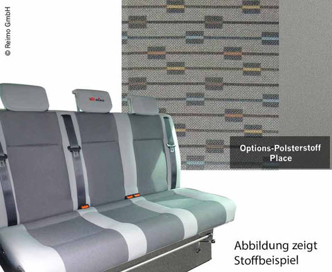 Banquette couchage VW T5 V3100 taille 17 rigide, 3 places, sellerie Place T5 2 tons.