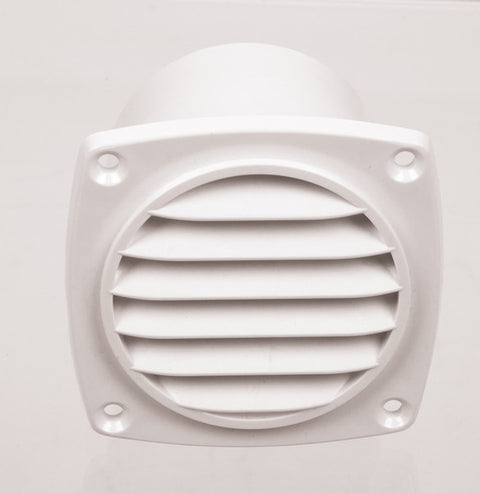 Grille de ventilation avec fût blanc, extérieur : 94x94mm