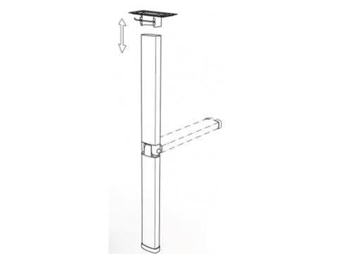 Gamba del tavolo pieghevole Van, altezza 600 mm, alluminio anodizzato