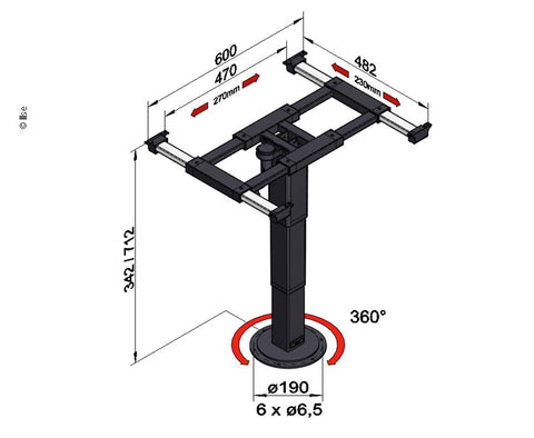 Châssis élévateur avec rotation et déplacement 342-712mm
