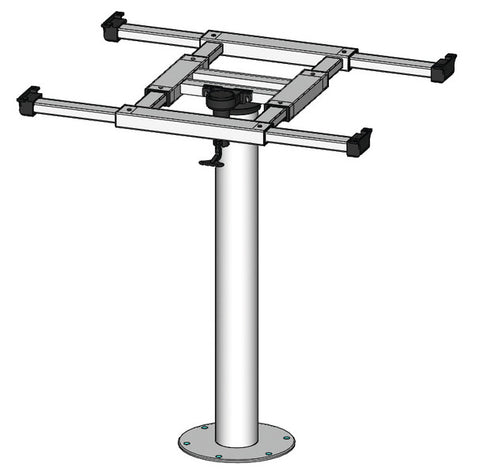 Table colonne à rotation et déplacement H730mm Alu