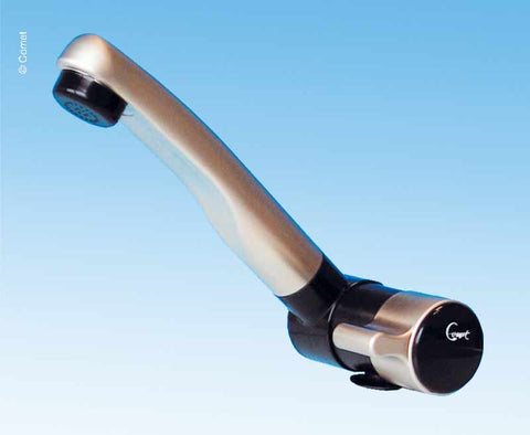 Rubinetto London nero/nichelato, beccuccio 145 mm, attacco 10 mm