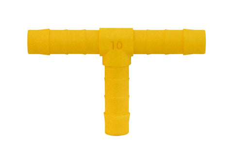 Raccord en T pour tuyau de 10 mm 2 pièces blanc-jaune