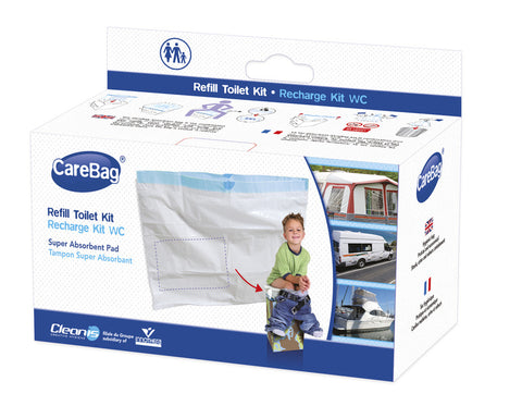 Carebag Nachfülltüten für Cleanis Falttoilette / mobile Toilette, 12 Stück mit Einleger