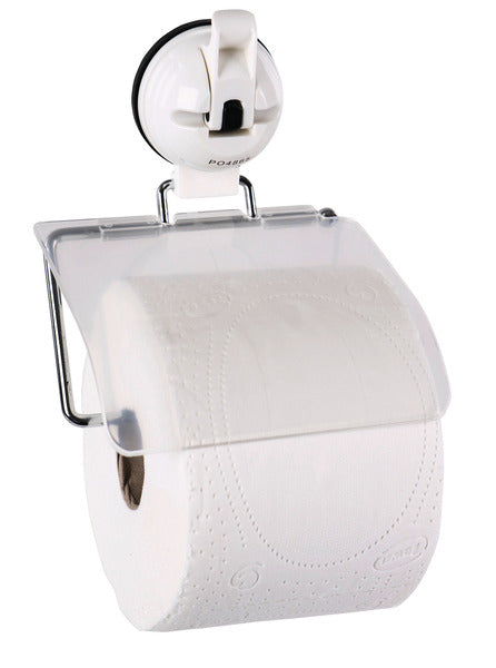 Porte-rouleau de papier toilette avec ventouse, blanc, jusqu'à 3 kg