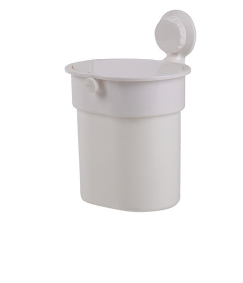 Poubelle à ventouse, blanche, jusqu'à 3 kg, bouton poussoir
