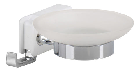 Portasapone con bicchiere e ganci pieghevoli, bianco
