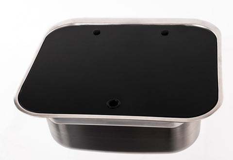 Waschbecken / Lavabo / Spülbecken / Spüle / Brünneli - Edelstahl, mit Glasabdeckung, Carbest