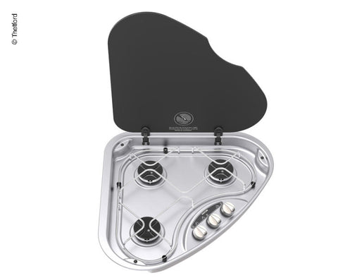 Cuisinière à gaz 3 feux 3x 1,5 kW, boutons de commande à droite