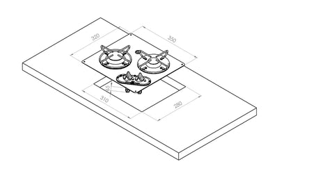cuisinière à gaz encastrable 2 feux