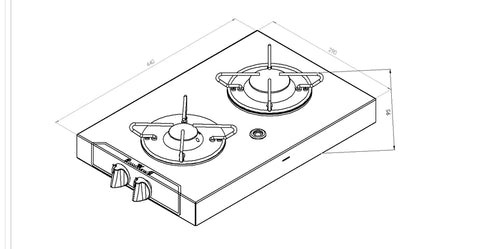 cuisinière à gaz encastrable 2 feux