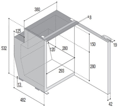 Vitrifrigo C51i Kompressor-Kühlschrank, 12/24V, 51L, mit Gefrierfach, grau