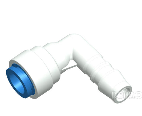 Raccord coudé bleu pour tuyau d'arrosage 10mm