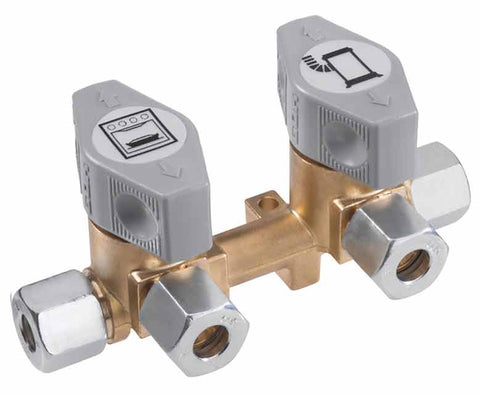 2-fach-Schnellschluss-Absperrventil für 10mm Eingang + 8mm Abgängen
